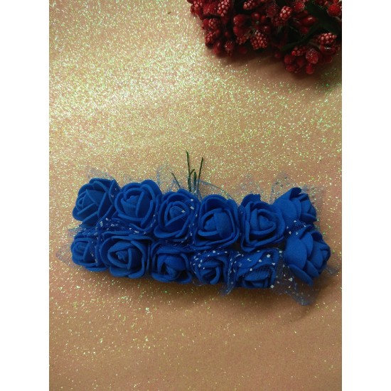 Розочки из фомирана в пучках 2,5 см, цв. синий,  цена за пучок